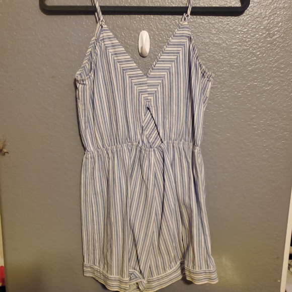 SOLD!! Blue and White Striped Romper - Picture 3 of 4